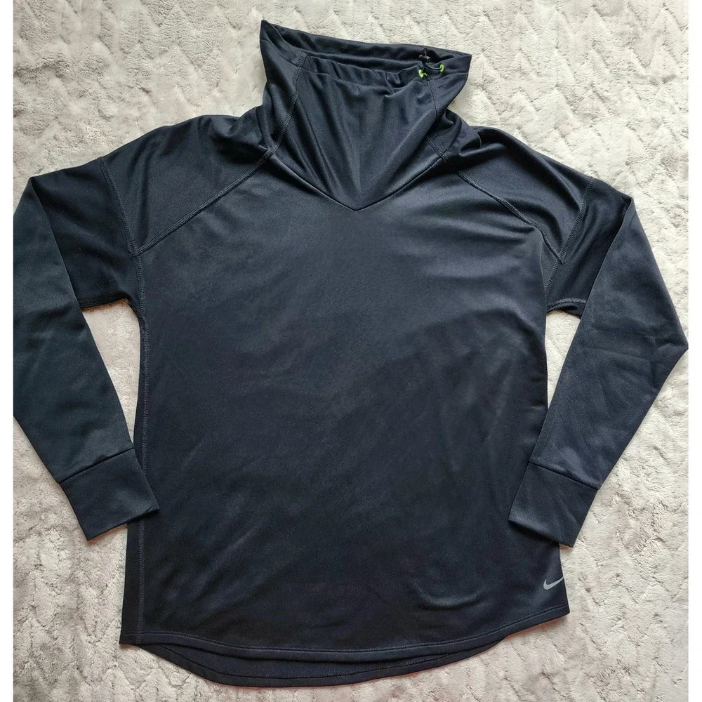 Nike Running Dri-FIT Cowl Neck Pullover Black Long Sleeve Top Womens Medium